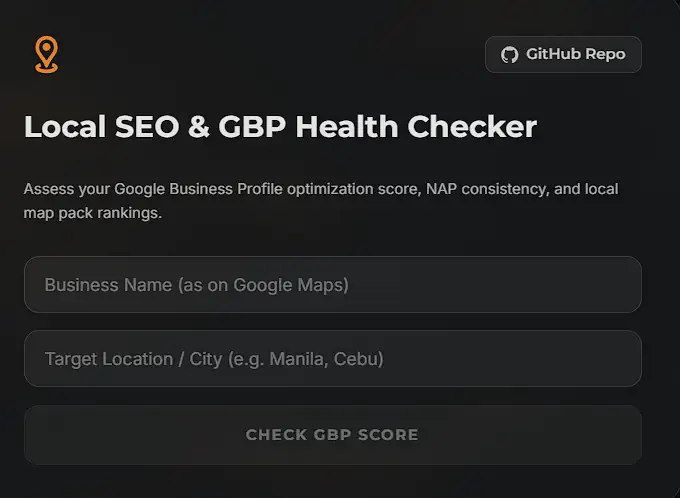 Local SEO and Google Business Profile Health Checker interface